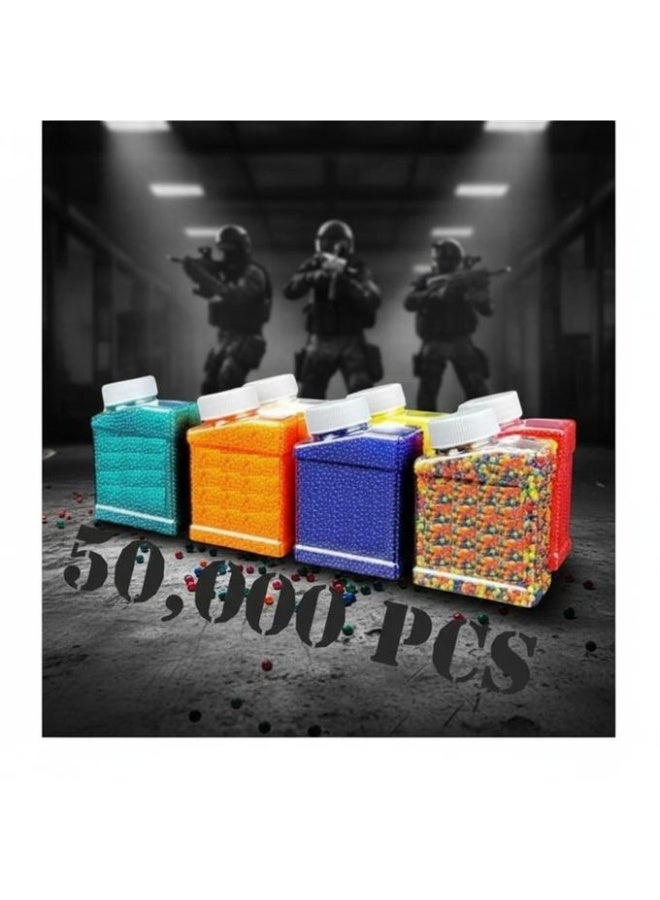 Gel Blaster Ammo – 50,000 PCS Water-Based Gel Balls – Safe, Non-Toxic, 7–8mm Size – Compatible with Most Gel Blasters – High-Absorption Polymer – Ideal for Tactical Outdoor Play – Soak & Load Ready - Image 1